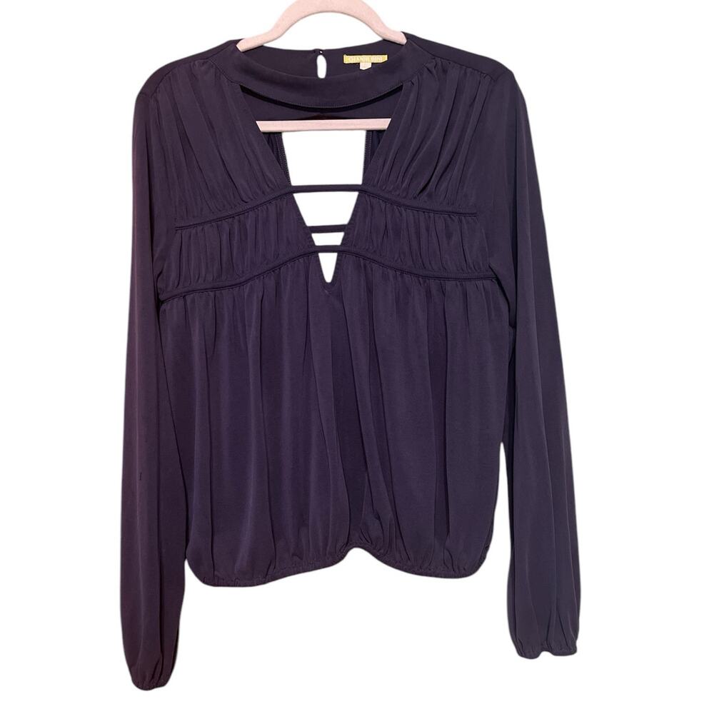 Gianni Bini Navy Blue Cut Out Deep V-Neck Shirt - Size Large